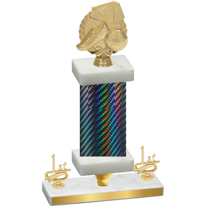 Premium Single Black Carbon Fiber First Place Soccer Trophy