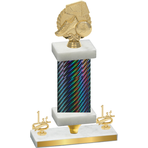 Premium Single Black Carbon Fiber First Place Soccer Trophy