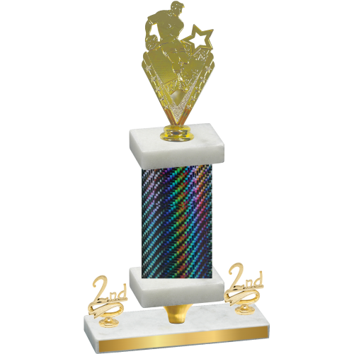 Premium Single Black Carbon Fiber Second Place Rugby Trophy