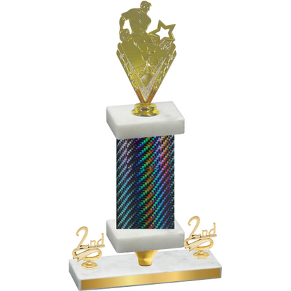 Premium Single Black Carbon Fiber Second Place Rugby Trophy