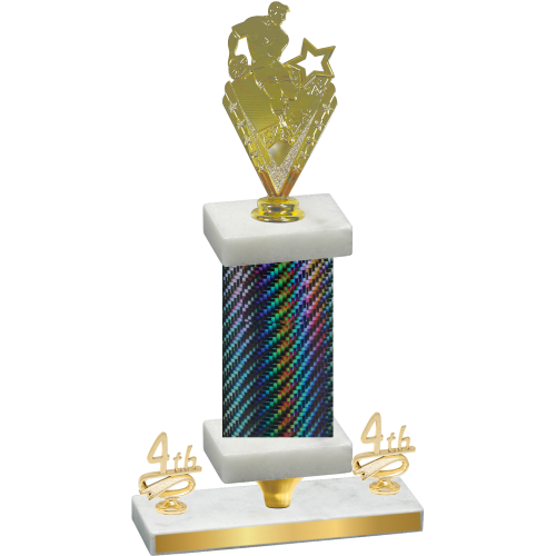 Premium Single Black Carbon Fiber Fourth Place Rugby Trophy