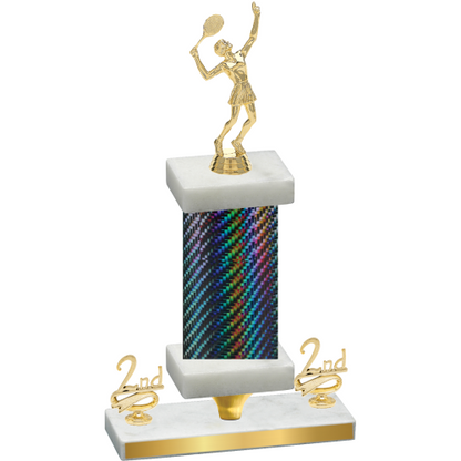 Premium Single Black Carbon Fiber Second Place Tennis Trophy