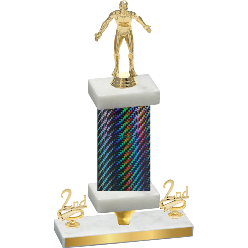 Premium Single Black Carbon Fiber Second Place Wrestling Trophy