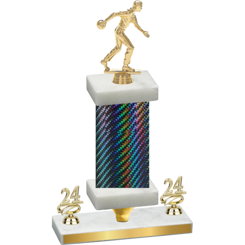 Premium Single Black Carbon Fiber Year Bowling Trophy