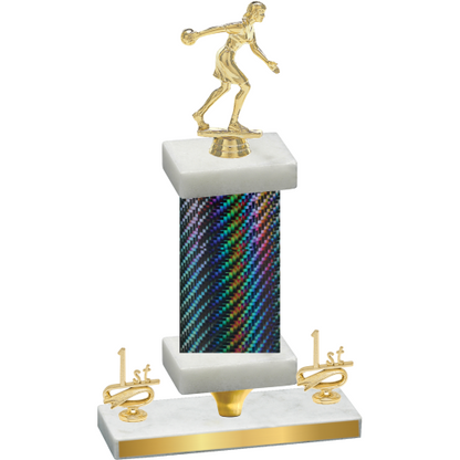 Premium Single Black Carbon Fiber First Place Bowling Trophy