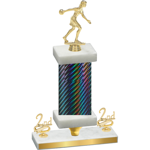 Premium Single Black Carbon Fiber Second Place Bowling Trophy