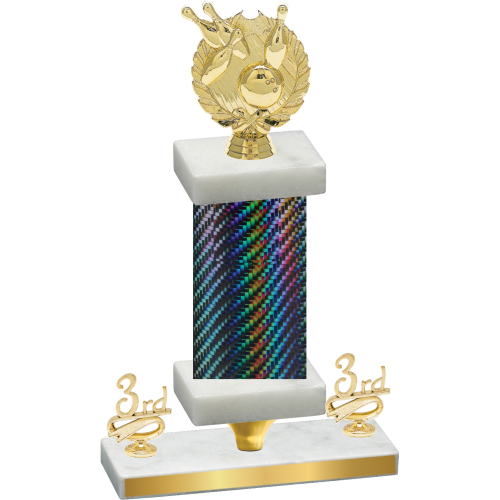 Premium Single Black Carbon Fiber Third Place Bowling Trophy