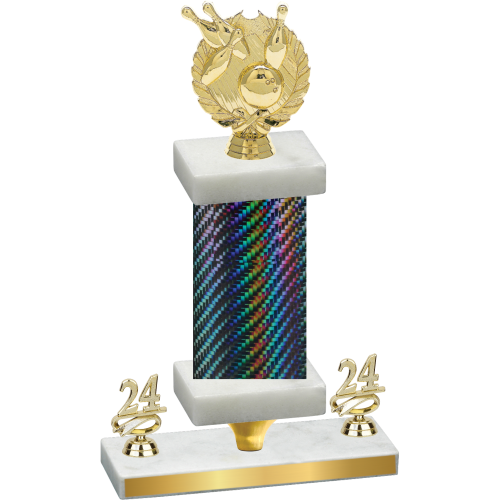 Premium Single Black Carbon Fiber Year Bowling Trophy