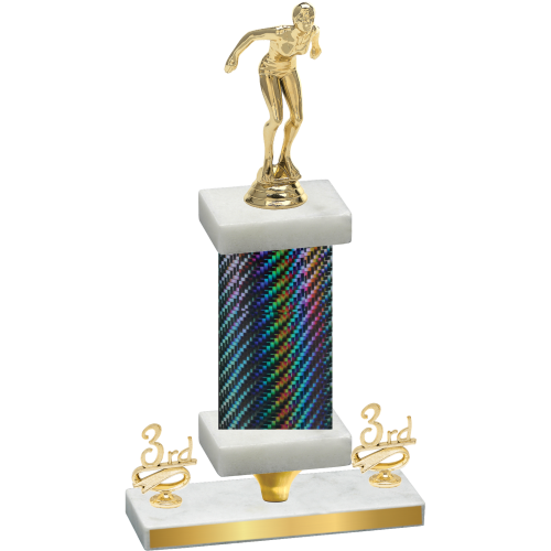 Premium Single Black Carbon Fiber Third Place Tennis Trophy