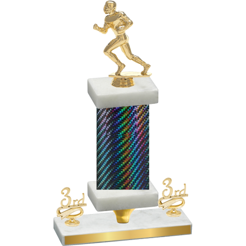 Premium Single Black Carbon Fiber Third Place Football Trophy