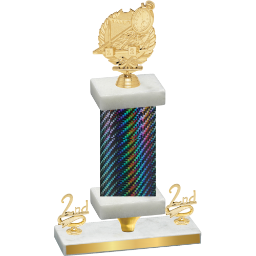 Premium Single Black Carbon Fiber Second Place Swimming Trophy