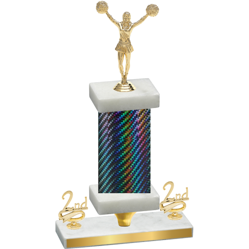 Premium Single Black Carbon Fiber Second Place Cheerleading Trophy