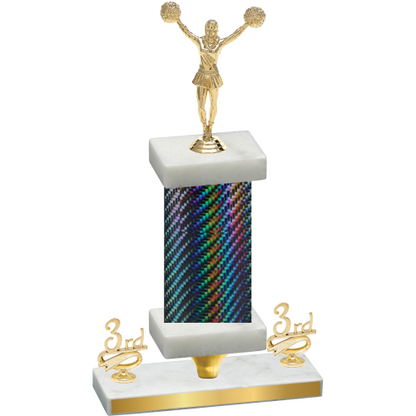 Premium Single Black Carbon Fiber Third Place Cheerleading Trophy
