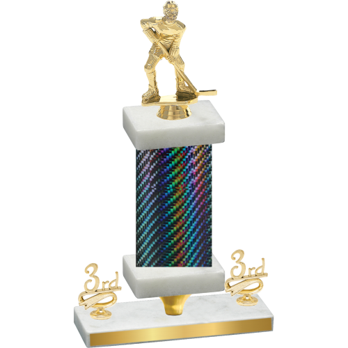 Premium Single Black Carbon Fiber Third Place Hockey Trophy