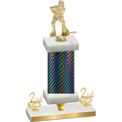 Premium Single Black Carbon Fiber Second Place Hockey Trophy