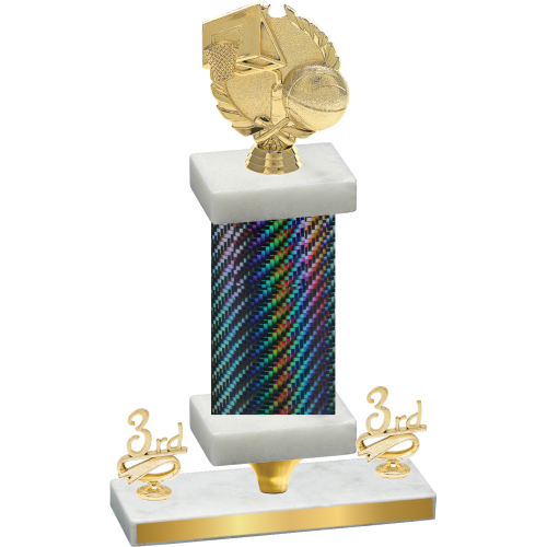 Premium Single Black Carbon Fiber Third Place Basketball Trophy