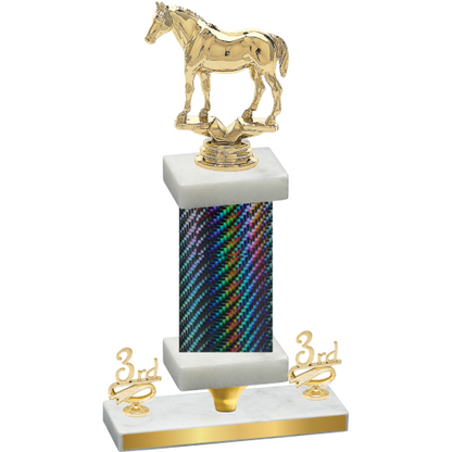 Premium Single Black Carbon Fiber Third Place Horses Trophy