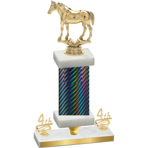 Premium Single Black Carbon Fiber Fourth Place Horses Trophy