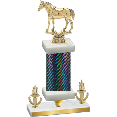 Premium Single Black Carbon Fiber Victory Horses Trophy