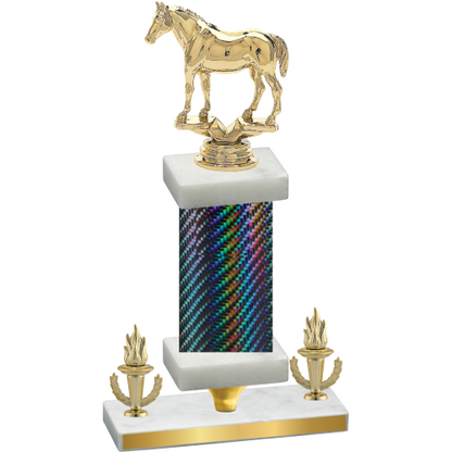 Premium Single Black Carbon Fiber Victory Horses Trophy