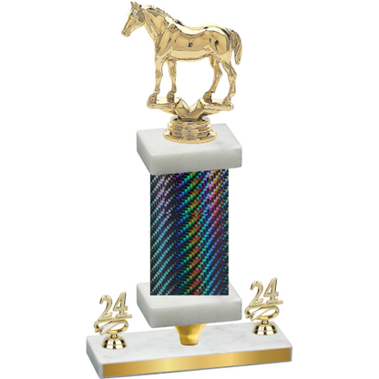 Premium Single Black Carbon Fiber Year Horses Trophy