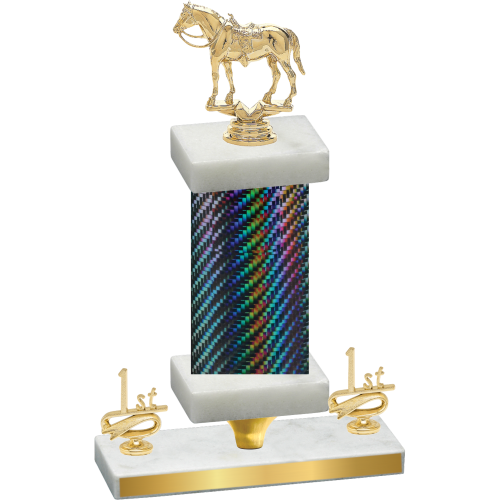 Premium Single Black Carbon Fiber First Place Horses Trophy