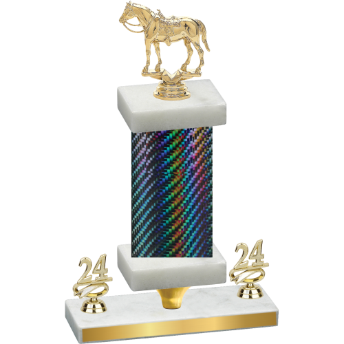 Premium Single Black Carbon Fiber Year Horses Trophy