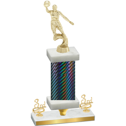 Premium Single Black Carbon Fiber Third Place Basketball Trophy