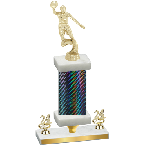 Premium Single Black Carbon Fiber Year Basketball Trophy