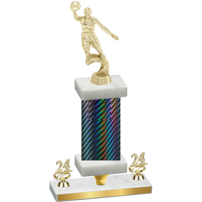 Premium Single Black Carbon Fiber Year Basketball Trophy