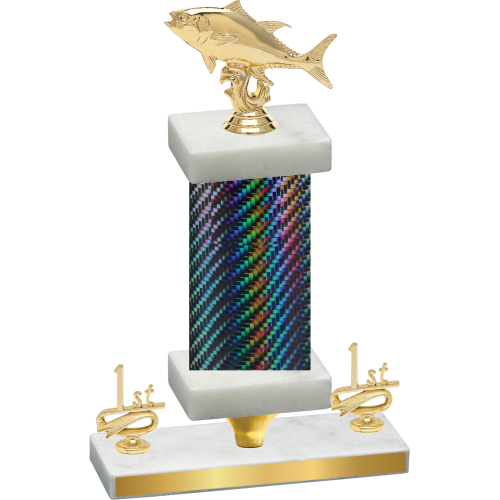 Premium Single Black Carbon Fiber First Place Fishing Trophy