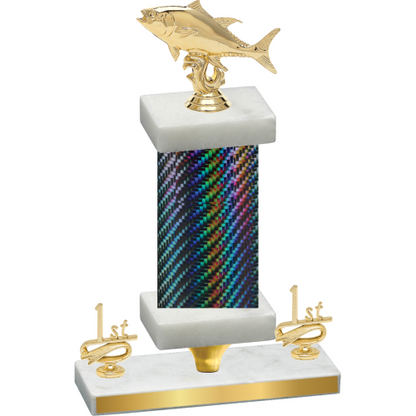 Premium Single Black Carbon Fiber First Place Fishing Trophy