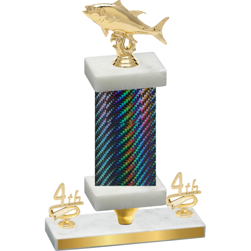 Premium Single Black Carbon Fiber Fourth Place Fishing Trophy