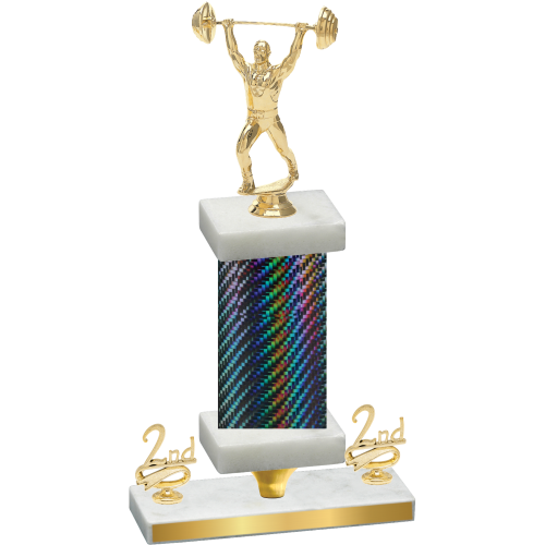 Premium Single Black Carbon Fiber Second Place Weights Trophy