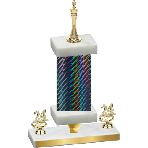 Premium Single Black Carbon Fiber Year Chess Trophy