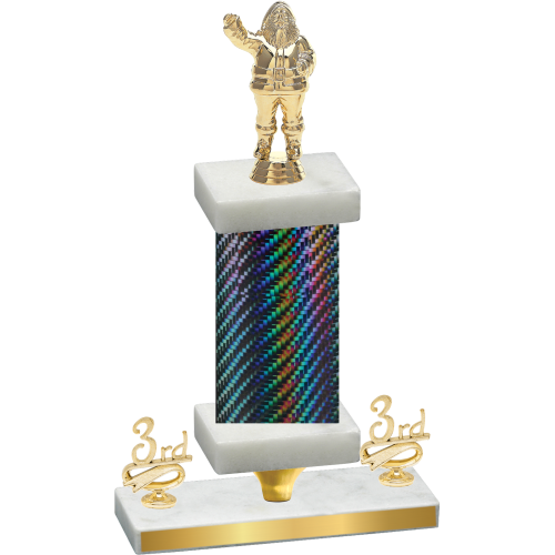 Premium Single Black Carbon Fiber Third Place Holiday Trophy