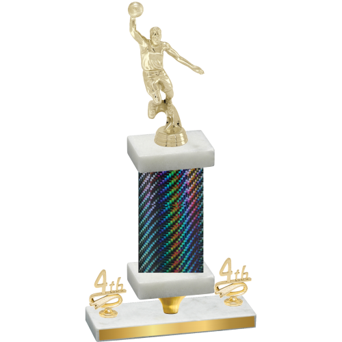 Premium Single Black Carbon Fiber Fourth Place Basketball Trophy