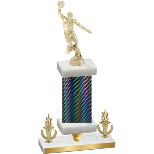 Premium Single Black Carbon Fiber Victory Basketball Trophy