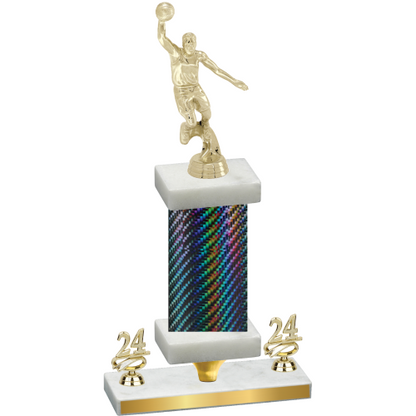 Premium Single Black Carbon Fiber Year Basketball Trophy