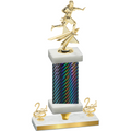 Premium Single Black Carbon Fiber Second Place Flag Football Trophy