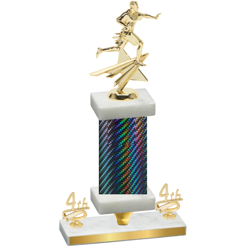 Premium Single Black Carbon Fiber Fourth Place Flag Football Trophy