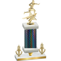 Premium Single Black Carbon Fiber Victory Flag Football Trophy