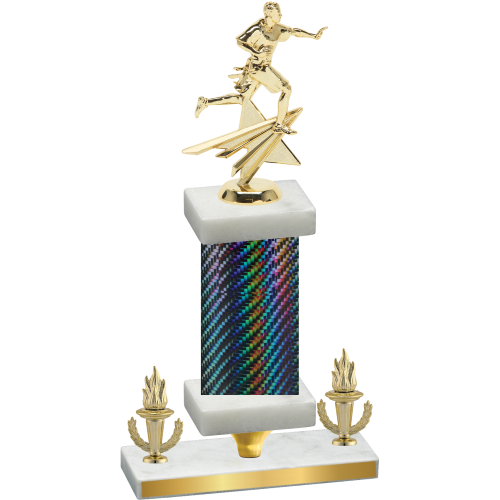 Premium Single Black Carbon Fiber Victory Flag Football Trophy