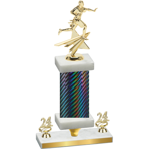 Premium Single Black Carbon Fiber Year Flag Football Trophy