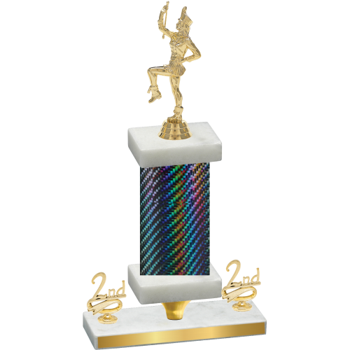 Premium Single Black Carbon Fiber Second Place Majorette Trophy