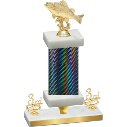 Premium Single Black Carbon Fiber Third Place Fishing Trophy