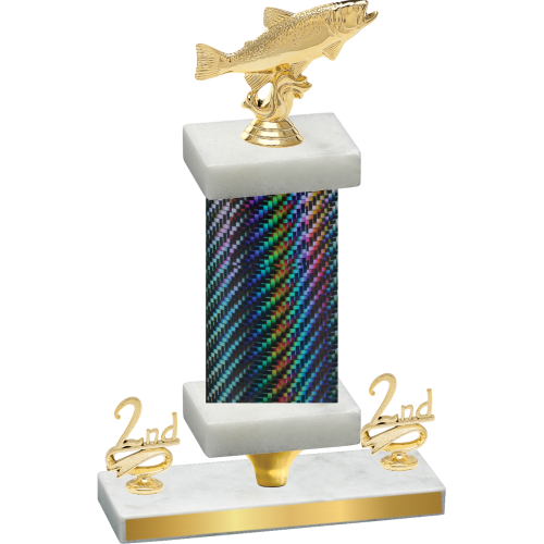 Premium Single Black Carbon Fiber Second Place Fishing Trophy