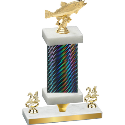 Premium Single Black Carbon Fiber Year Fishing Trophy