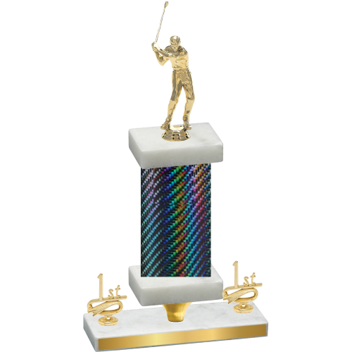 Premium Single Black Carbon Fiber First Place Golf Trophy