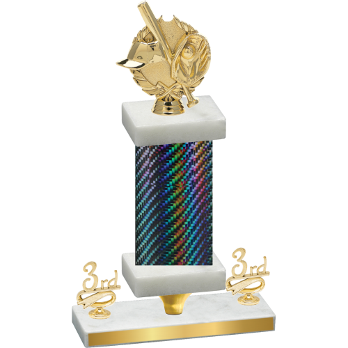 Premium Single Black Carbon Fiber Third Place Baseball Trophy